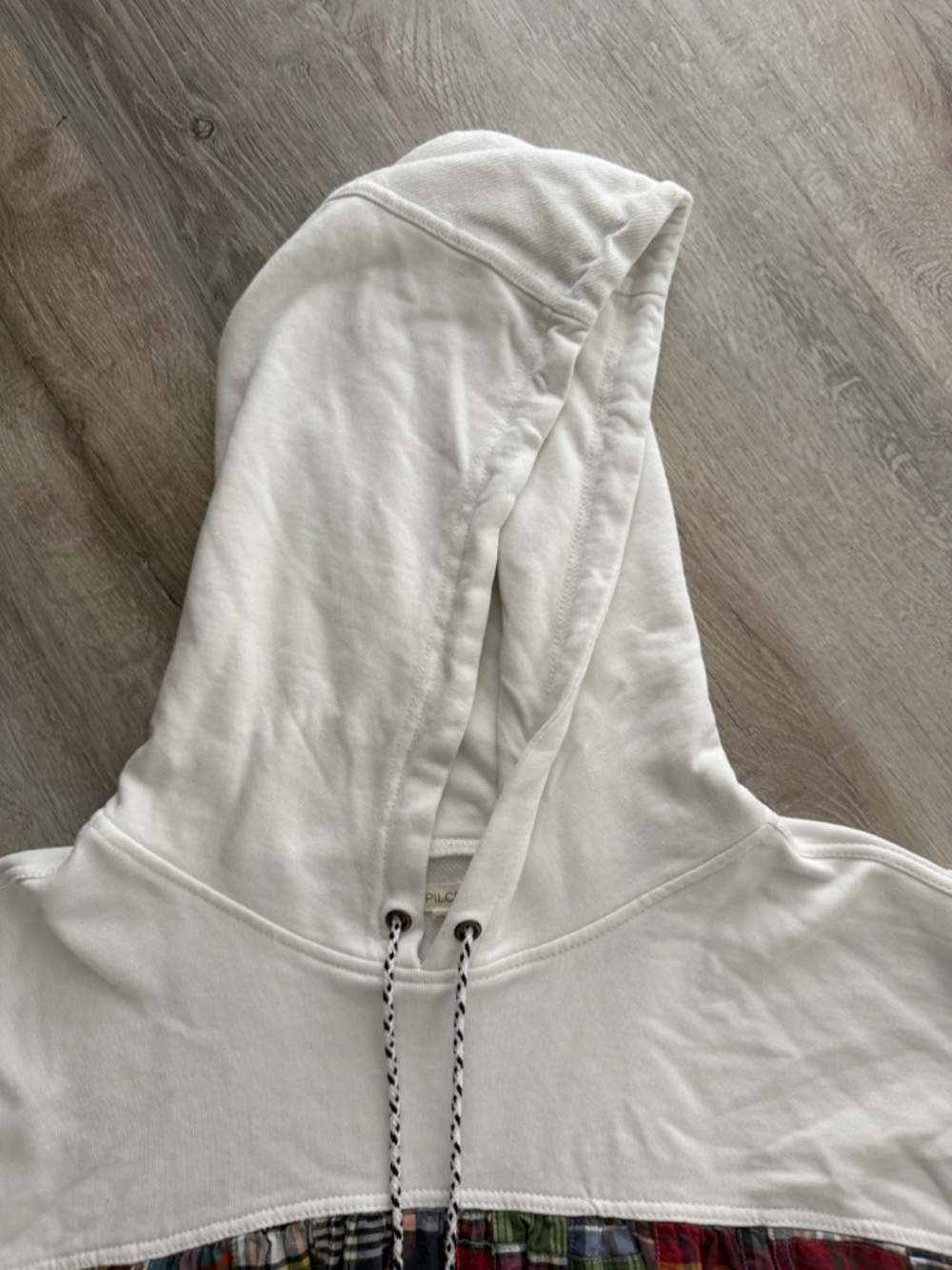 ANTHROPOLOGIE Pilcro Women’s Cotton Hooded Plaid & White Top XL - Picture 6 of 10